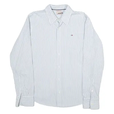 TOMMY HILFIGER DENIM Shirt Blue Striped Long Sleeve Mens M