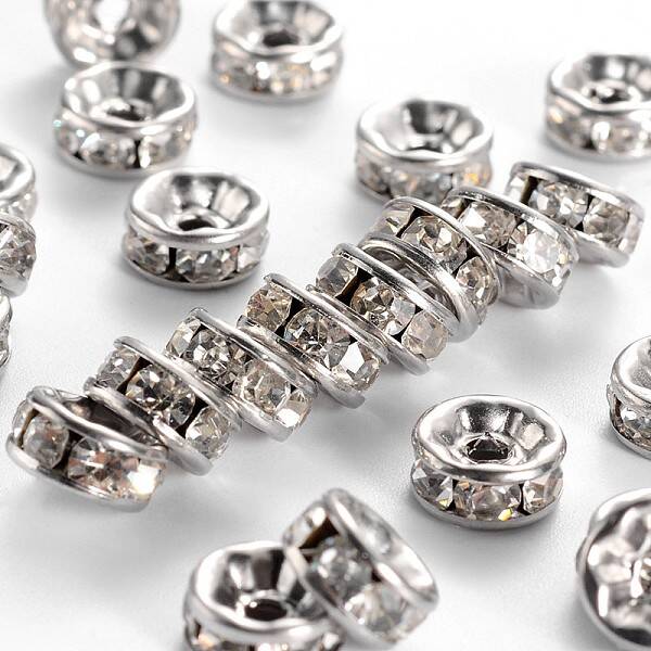 316 Surgical Stainless Steel Crystal Rhinestone Spacer Beads