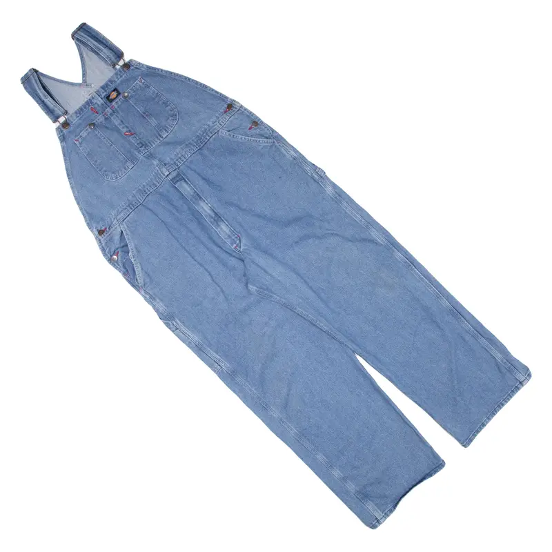 DICKIES Carpenter Workwear Mens Dungarees Blue Relaxed Denim L W40 L29