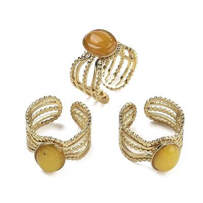 Oval Natural Topaz Jade Finger Rings