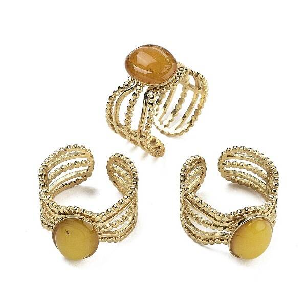 Oval Natural Topaz Jade Finger Rings