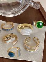 Elegant Colorful Cuff Rings for Women, Princess Stackable Rings, Fashion Retro Decorative Rings for Party, Daily Decor, Trend...