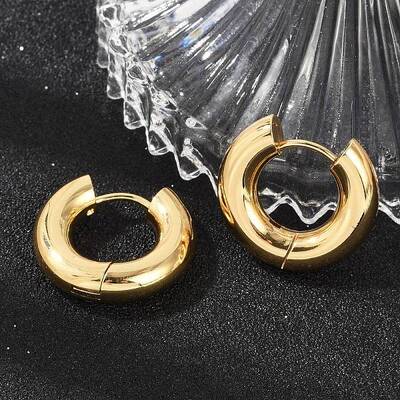 202 Stainless Steel Huggie Hoop Earrings