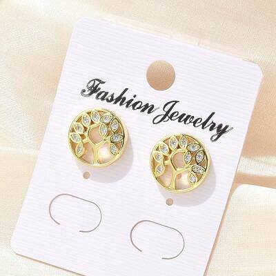 Brass Micro Pave Clear Cubic Zirconia Stud Earrings