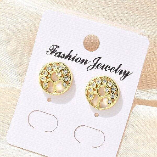 Brass Micro Pave Clear Cubic Zirconia Stud Earrings