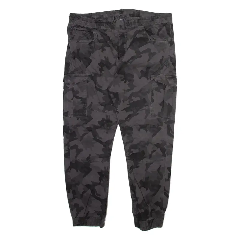 FSBN Camo Cargo Mens Trousers Grey Regular Tapered W36 L26