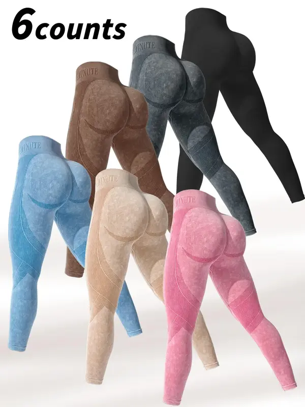 Women's Solid High Waist Sports Leggings, Breathable Comfortable High Stretch Yoga Leggings, Ladies Sportswear for Indoor Out...