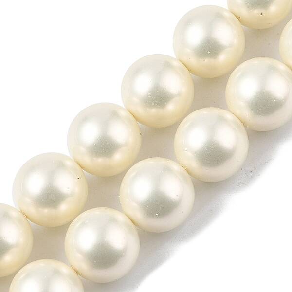 Polished Shell Pearl Round Beads Strands