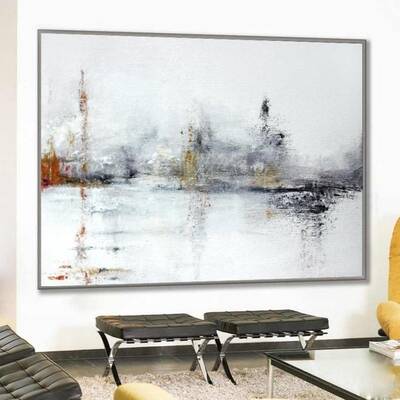 White Abstract Painting Black Painting Texture Art Original Abstract Painting On Canvas | TOWN SQUARE