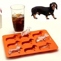 Cartoon Dog Shaped Ice Cube Mold, 1 Count Creative Dachshund Design Silicone Ice Cube Tray, Ice Trays for Freezer, Multifunct...