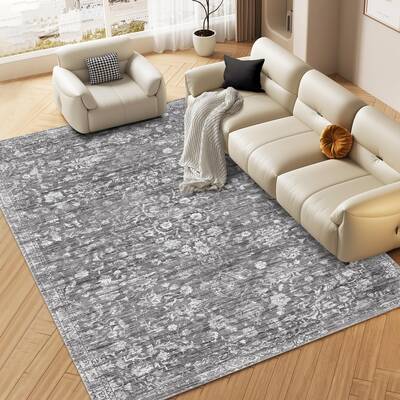 Garvee Area Rug Washable Rugs for Living Room Bedroom Office Nursery Vintage Floral Area Rug Distressed Oriental Rug Low Pile...