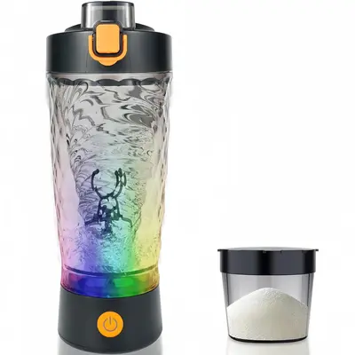 Electric Protein Powder Mixing Cup, 1 Count USB Rechargeable Fully Automatic Mixing Cup, Portable Water Bottle, High Temperat...