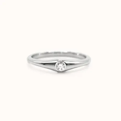 Diamond Slim Dome Ring | White Gold