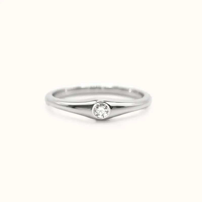 Diamond Slim Dome Ring | White Gold