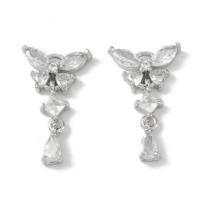 Brass Micro Pave Clear Cubic Zirconia Pendants