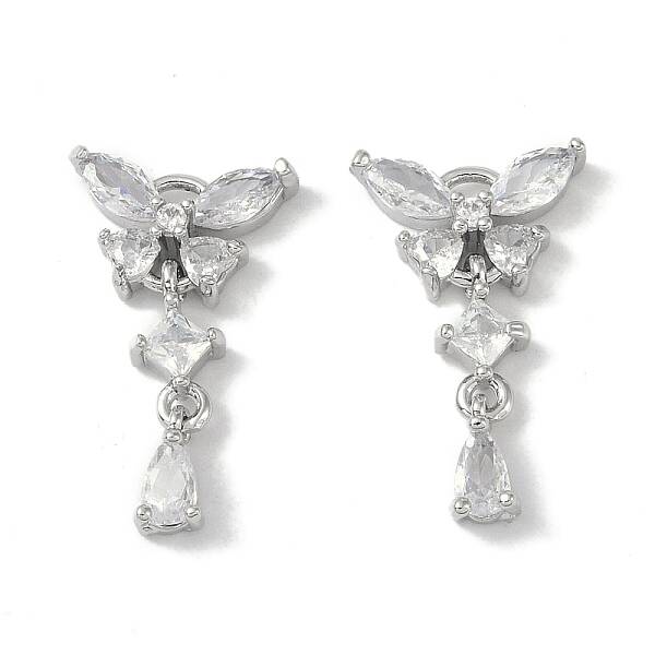 Brass Micro Pave Clear Cubic Zirconia Pendants