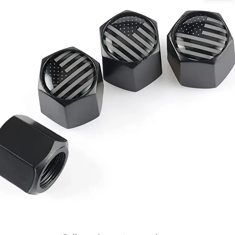 American Flag Pattern Car Tire Valve Cap, Anti-rust & Sealing Universal Valve Cap, Suitable for Car, Bicycle, Truck & Motorcy...