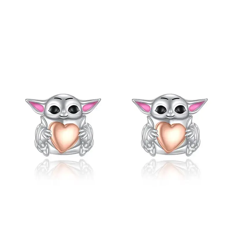 Sterling Silver Two-tone Owl Stud Earrings