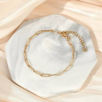 PVD Vacuum Plating 304 Stainless Steel Paperclip Chain Bracelet for Men Women