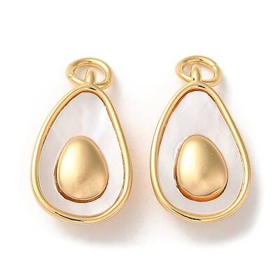 Brass Pave Shell Teardrop Pendants