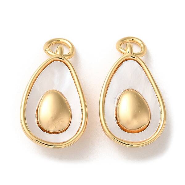 Brass Pave Shell Teardrop Pendants