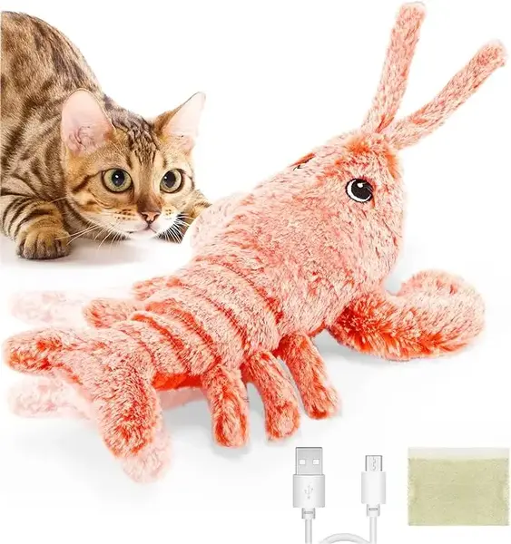 Flopping Lobster Catnip Toy for House Cat | Soft & Washable | Motion Activated Interactive For Cat Gift toys for