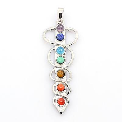 Natural & Synthetic Mixed Stone Chakras Big Pendants