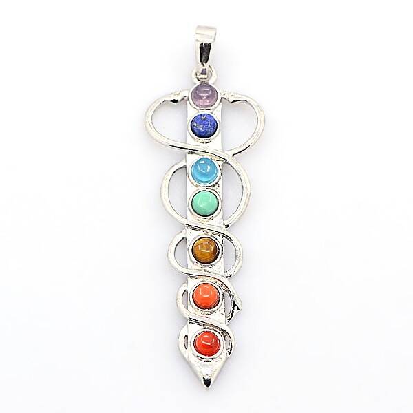 Natural & Synthetic Mixed Stone Chakras Big Pendants