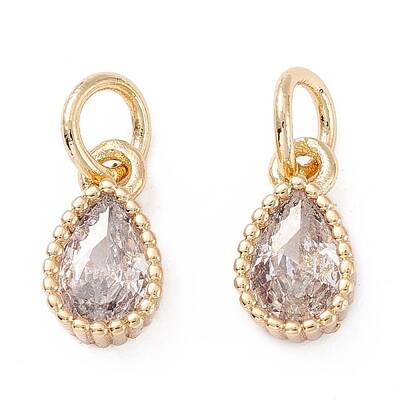 Brass Micro Pave Cubic Zirconia Charms