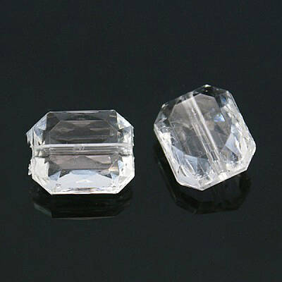 Faceted Rectangle Transparent Clear Acrylic Beads