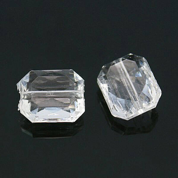 Faceted Rectangle Transparent Clear Acrylic Beads