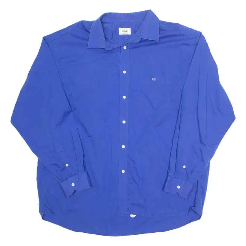 LACOSTE Mens Plain Shirt Blue Long Sleeve XL
