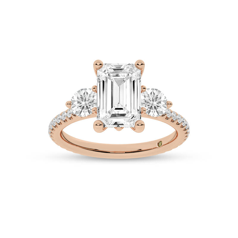 Zephyr Three Quarter Coverage Emerald Cut Lab Grown Diamond Engagement Ring | 14K Rose Gold 5 1/7 CT. TW.