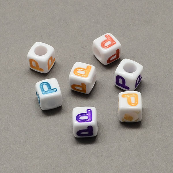 Large Hole Colorful Acrylic Letter European Beads