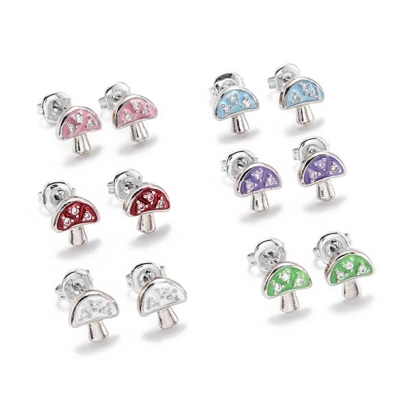 Brass Micro Pave Clear Cubic Zirconia Stud Earrings