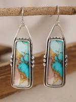 Turquoise Texture Dangle Earrings, Boho Style Jewelry for Women, Trendy All-match & Exquisite Jewelry for Birthday Gift