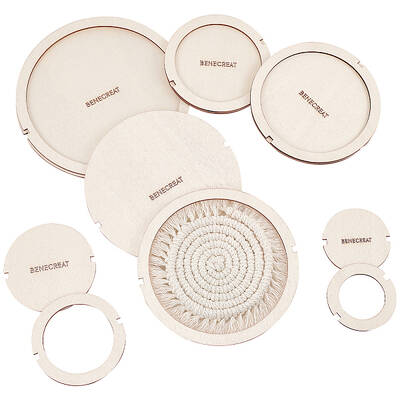 BENECREAT 12Pcs Round Macrame Cutting Molds Wood Macrame Ring Cutting Template Macrame Round Wall Hanging Tool for DIY Crafts...