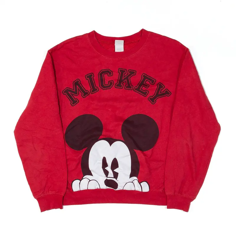 DISNEY Mickey Mouse Sweatshirt Red Mens XS