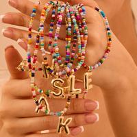 VRIUA Colorful Letter Necklace for Women Bubble Initial Letter Handmade Beaded Necklace Dainty Custom Cute Beach Boho Ne