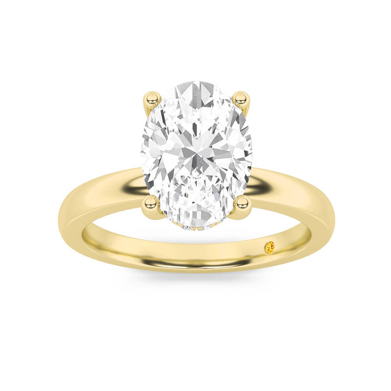 Secret Sparkle Hidden Halo Oval Lab Grown Diamond Engagement Ring | 10K Yellow Gold 1 5/8 CT. TW.