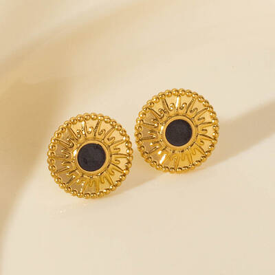 Geometric Stainless Steel Sun Stud Earrings