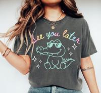 Comfort Colors Last Day of School Teacher Shirt, End of Year Teacher Gift, See You Later Alligator, Women Oversized T-Shirt, ...