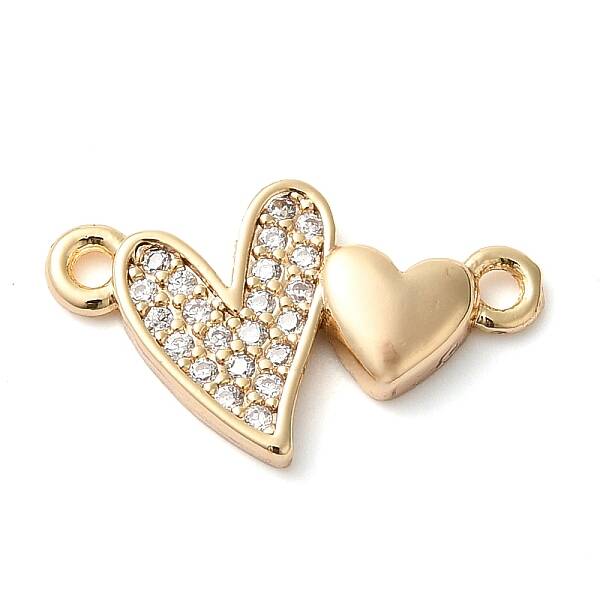 Brass Micro Pave Clear Cubic Zirconia Connector Charms