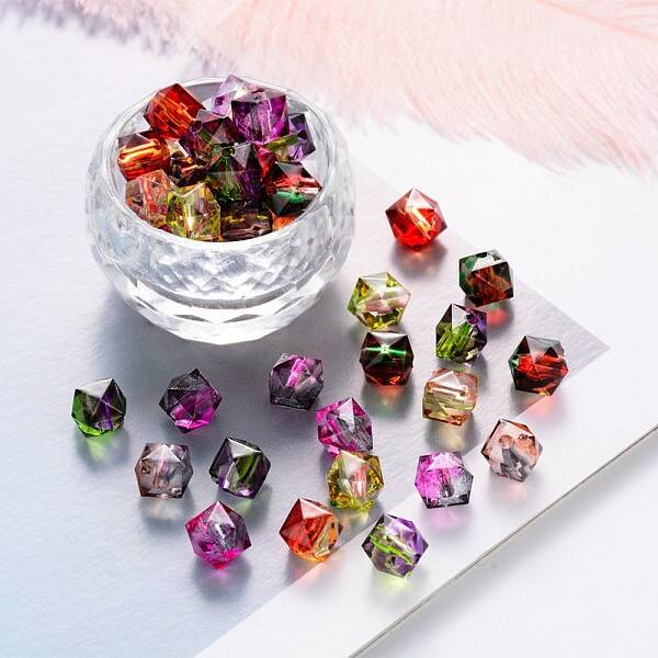 Two Tone Transparent Spray Painted Acrylic Beads
