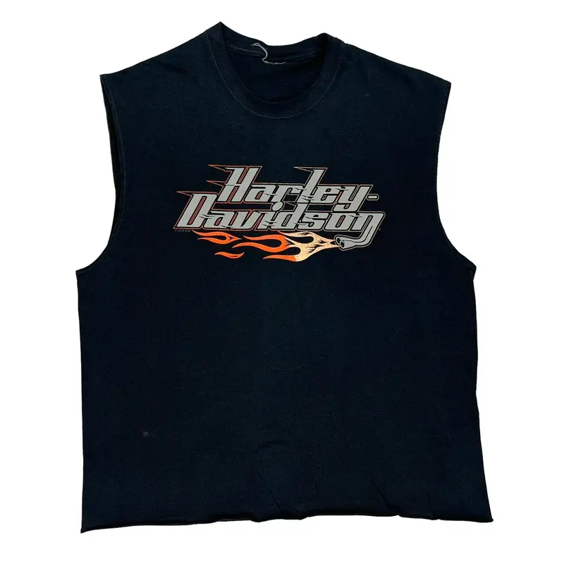 Harley Davidson Graphic Vest - Large Black Cotton