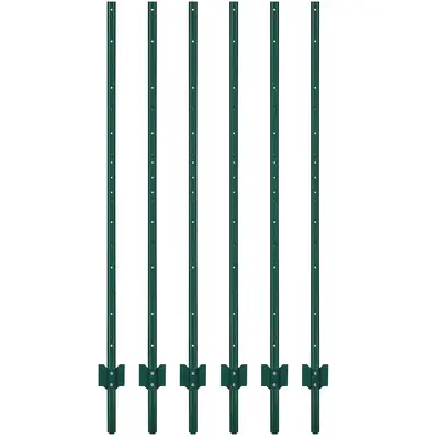 Garvee 6 ft Metal Fence Posts U-Channel Design Heavy Duty Steel Q235 Carbon Powder-Coated Green Adjustable Tabs Garden Farm O...
