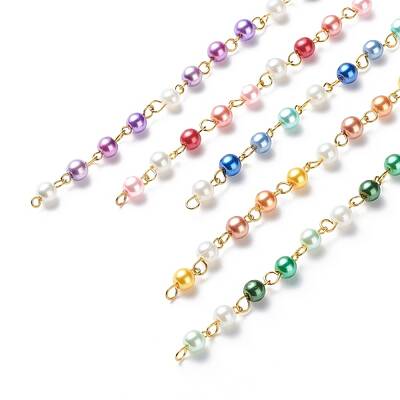 Handmade Glass Pearl Round Beaded Chains