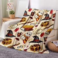 Harry Potter Pattern Flannel Blanket, 1 Count Halloween Decor Soft Warm Nap Throw Blanket with Storage Bag, Napping Blanket ...