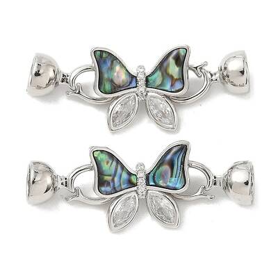 Butterfly Brass Micro Pave Clear Cubic Zirconia Fold Over Clasps