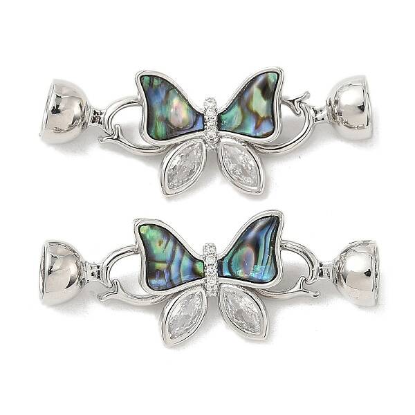 Butterfly Brass Micro Pave Clear Cubic Zirconia Fold Over Clasps